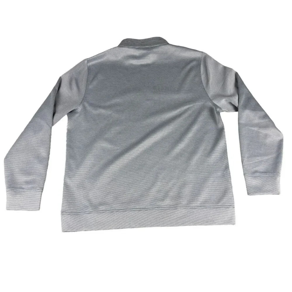 Hickey Freeman Pullover Men's Large Gray Long Sleeve 1/4 Zip Jacket Striped Golf